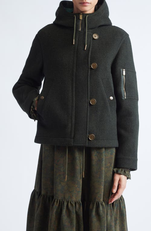 Burberry Wool Felt Hooded Jacket In Black