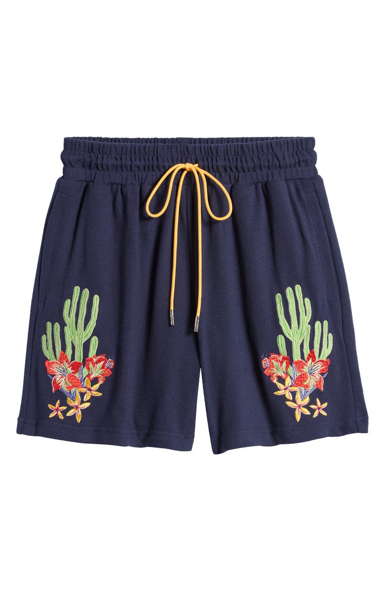 DIET STARTS MONDAY Cactus Floral Bay Embroidered Knit Drawstring Shorts, Alternate, color,