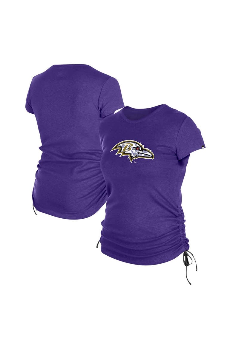 Women's New Era Purple Baltimore Ravens Ruched Side T-Shirt, Main, color, Purple