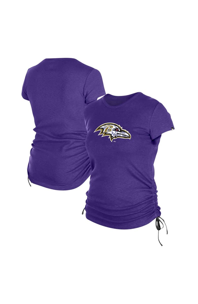 New Era Women's New Era Purple Baltimore Ravens Ruched Side T-Shirt, Main, color, Purple