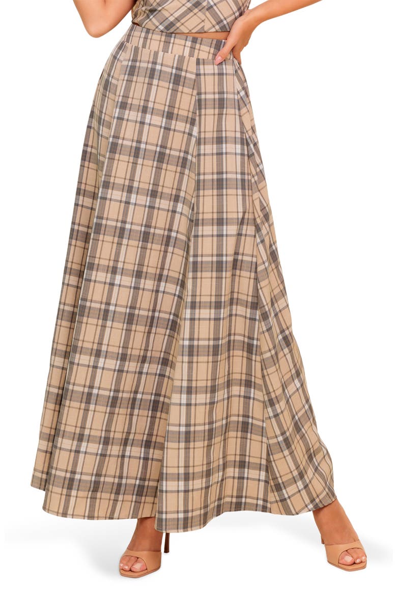 Plaid Two-Piece Maxi Skirt Set, Main, color, BEIGE