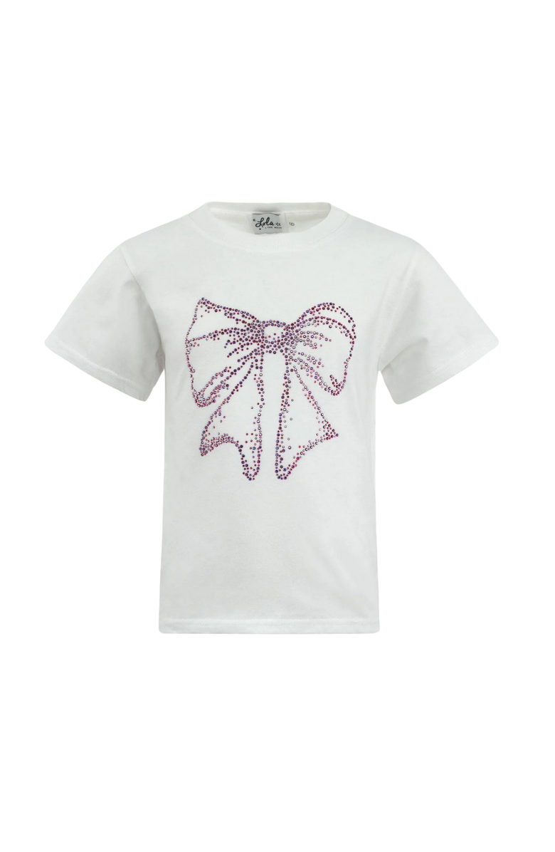 Lola + The Boys Crystal Bow T-shirt, Main, color, White