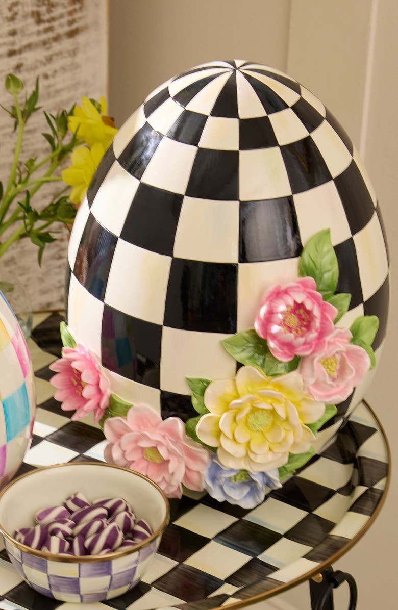 MACKENZIE CHILDS Frolic Spring Floral Tabletop Egg, Alternate, color, Black
