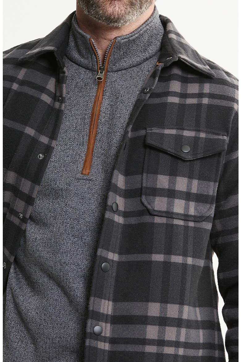 Doubleface Fleece Shirt Jacket, Alternate, color, CHARCOAL SHADOW PLAID