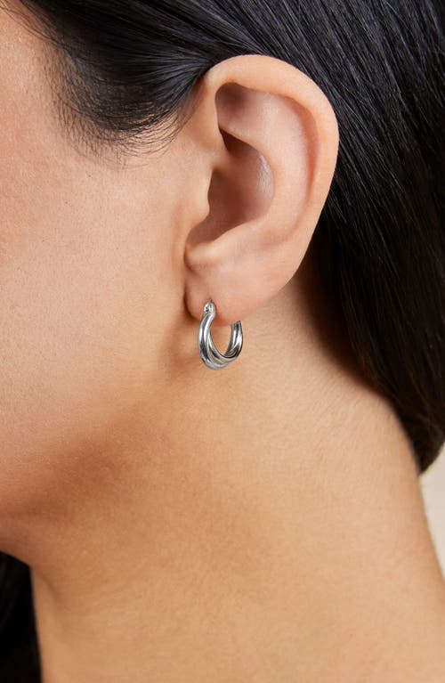 Sterling Forever Janice Twisted Huggie Hoop Earrings In Metallic