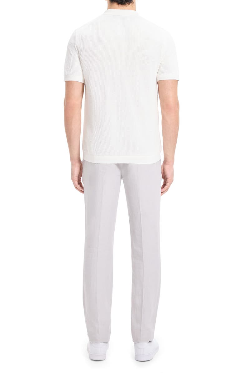 Theory Cairn Short Sleeve Button-Up Cotton Blend Sweater, Alternate, color, Ivory