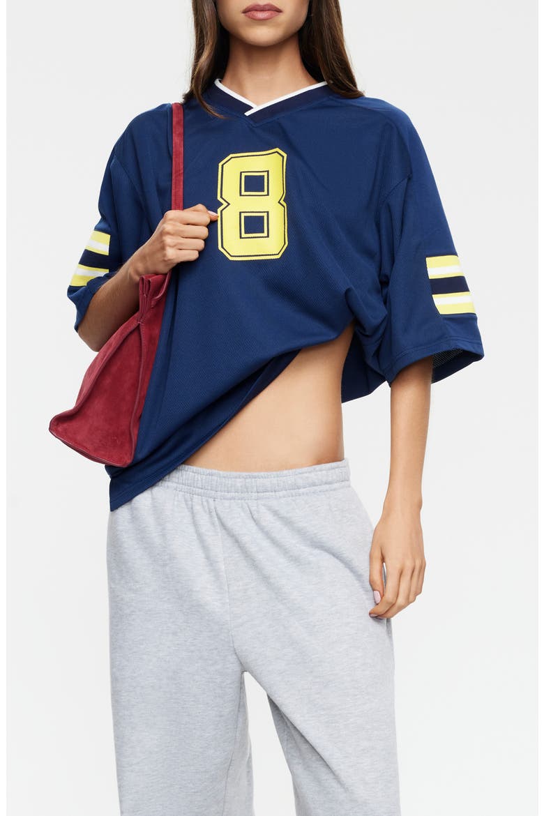Beverly Graphic Mesh Jersey Tee, Main, color, NAVY