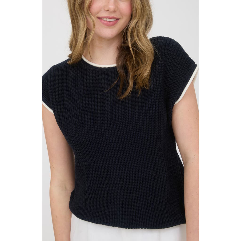 Blu Pepper Cap Sleeve Button Back Sweater