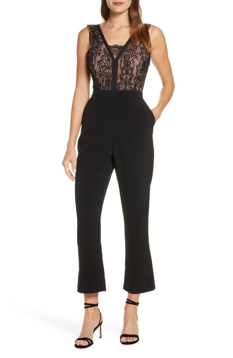 Adelyn Rae Sophie Lace Jumpsuit, Main, color, 