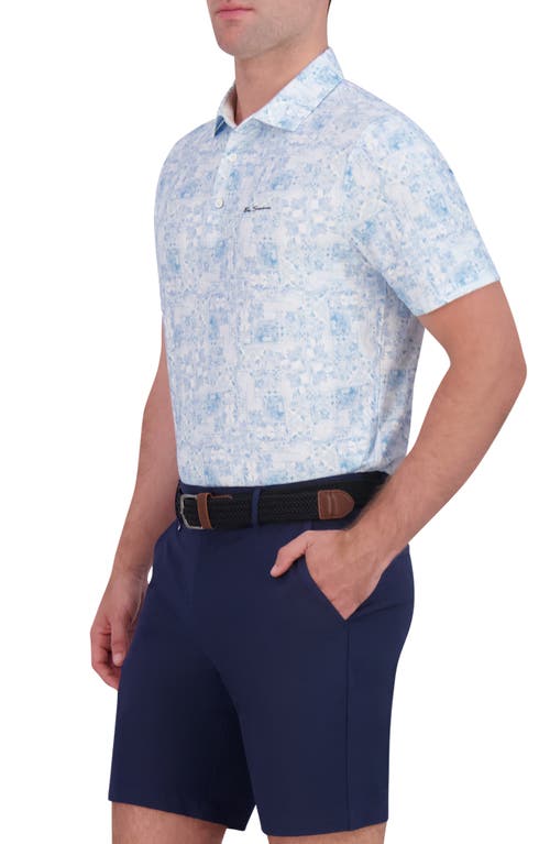 Ben Sherman Collage Print Stretch Tech Polo In Blue