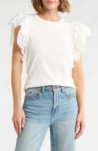 Embroidered Cap Sleeve Top