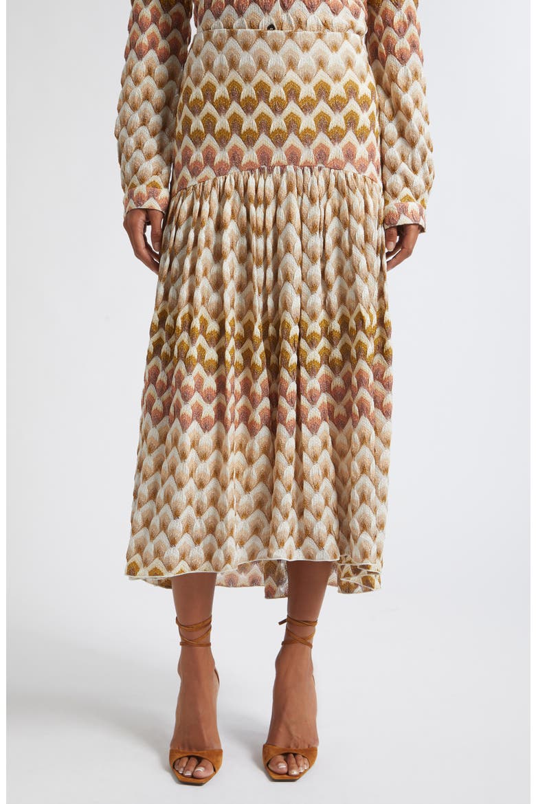 Metallic Raschel Knit Skirt, Main, color, S30GA-GOLD AND BEIGE ON WHITE BASE