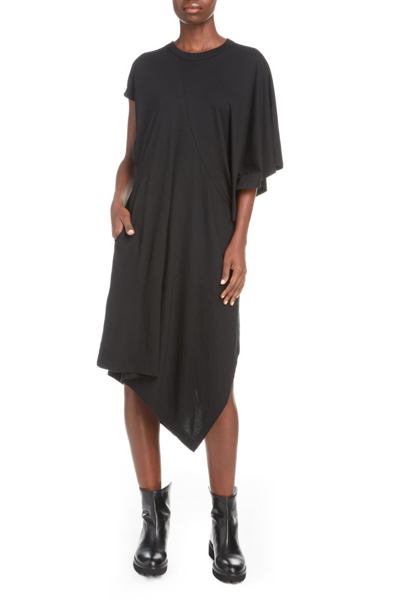 Cinched Shoulder Dress, Main, color, BLACK
