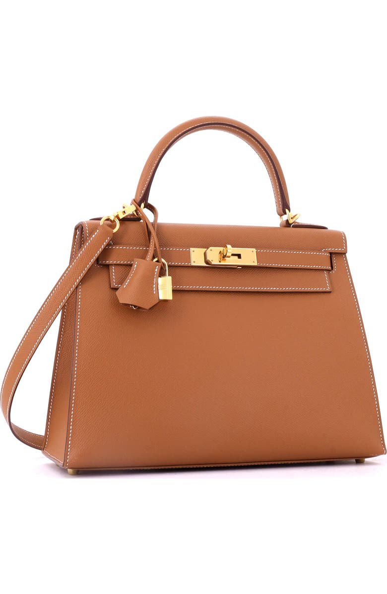 Pre-Owned Hermes Kelly Handbag Brown Epsom with Gold Hardware 28, Alternate, color, Gold