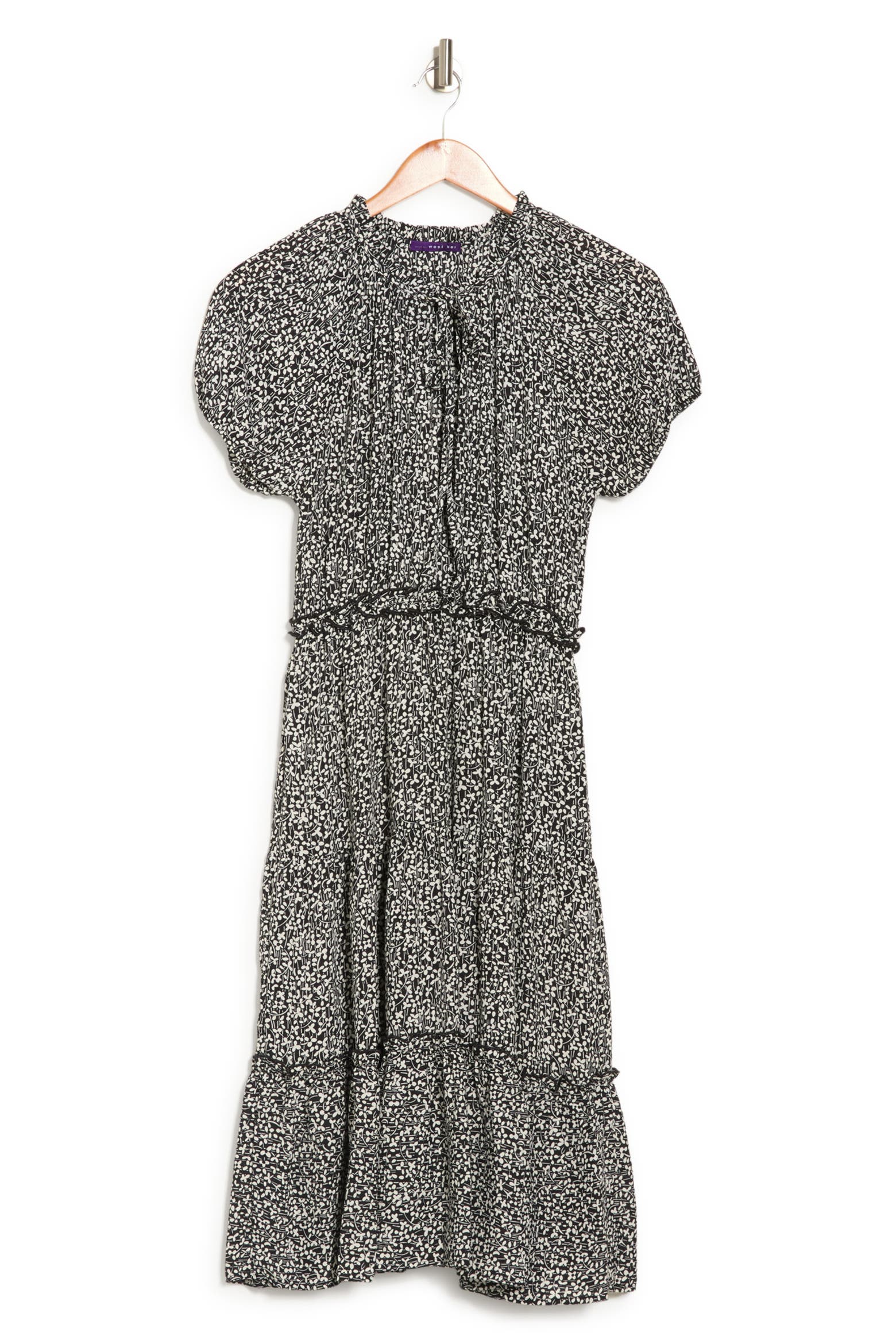 Ruffle Model WEST K Woven Tie Front Ruffle Midi Dress (Women) | Nordstromrack
