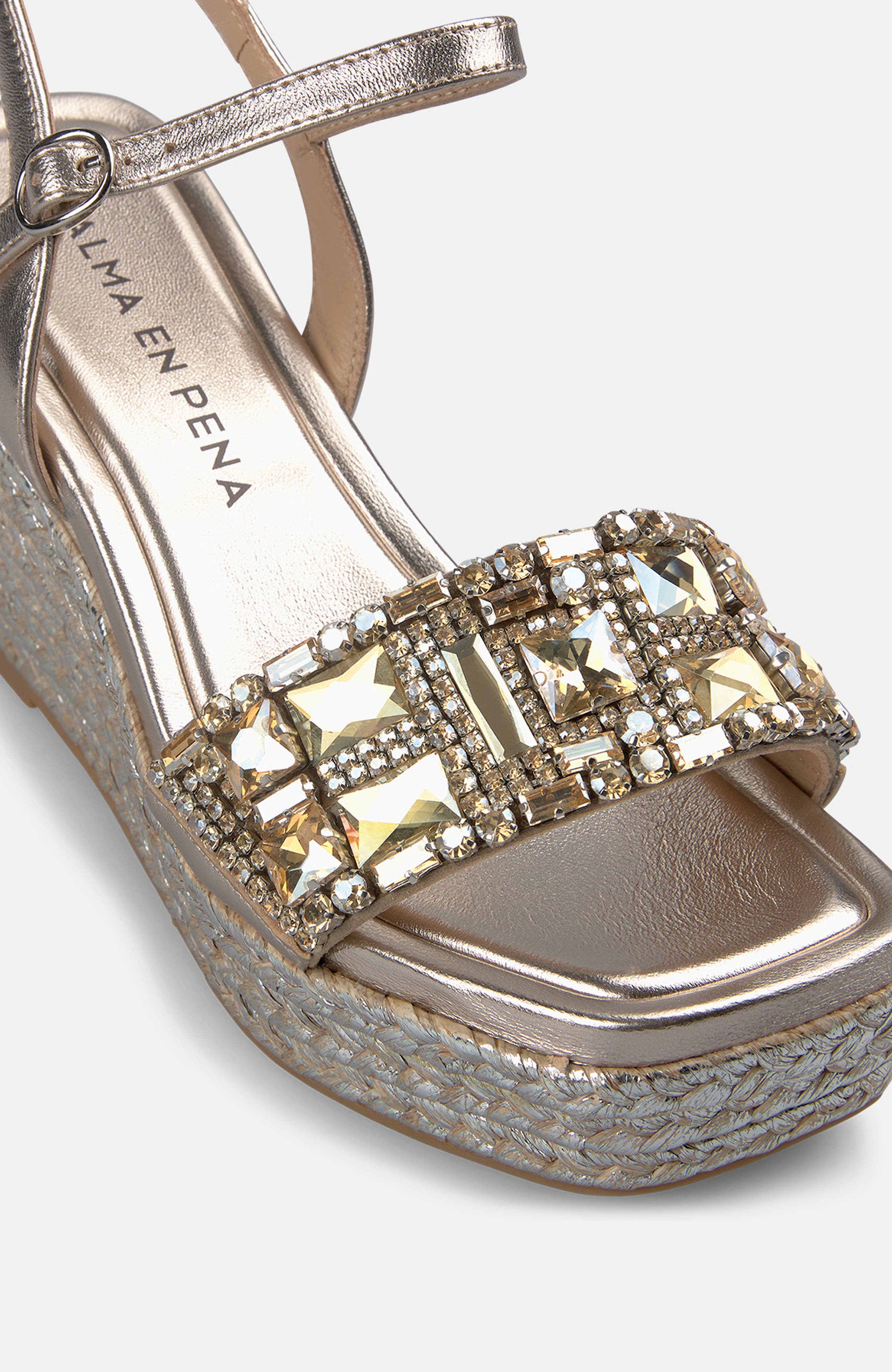 Esparto Wedge Sandal With Rhinestone Strap, Alternate, color, Bronze