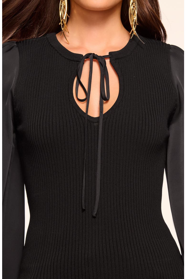 Shelly Mixed Media Top, Alternate, color, BLACK