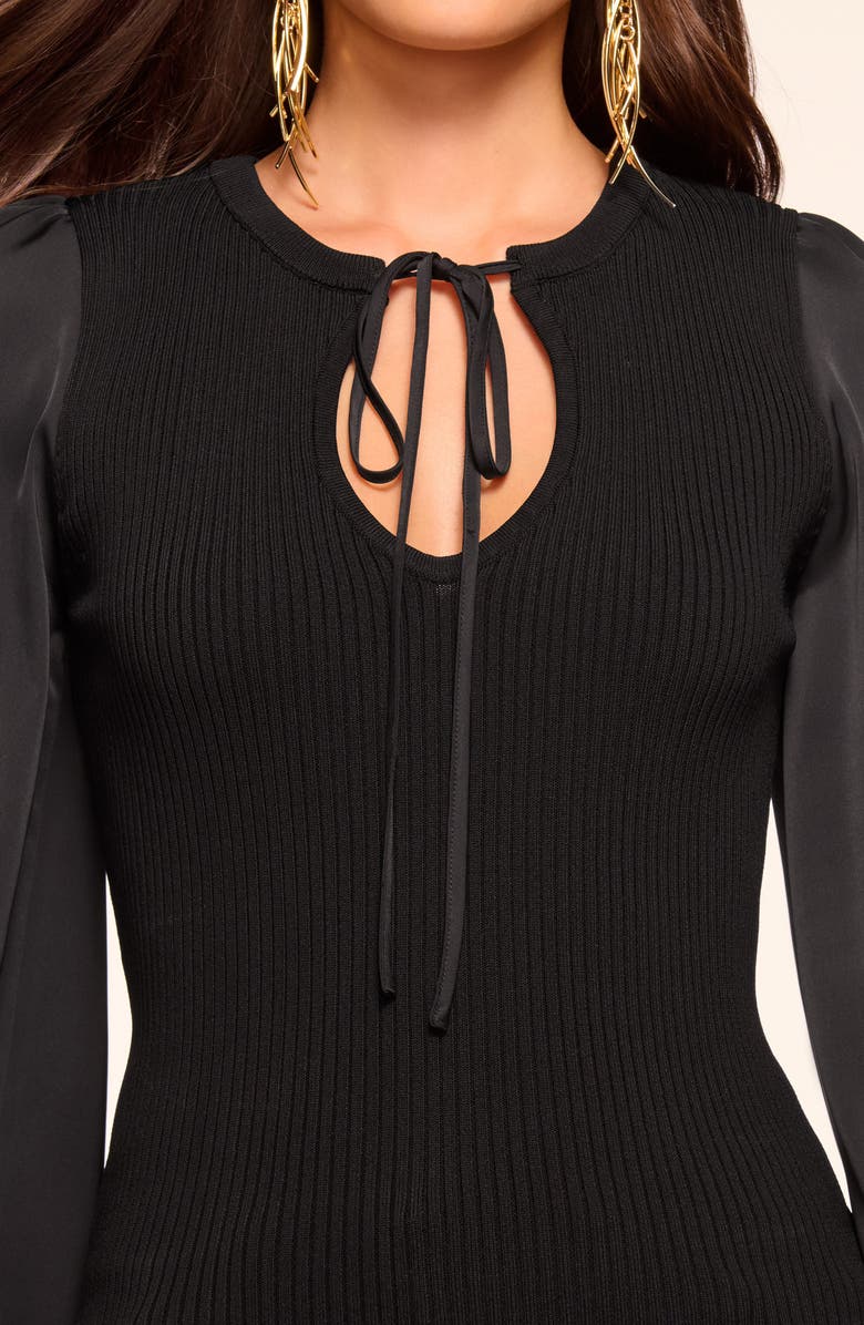 Ramy Brook Shelly Mixed Media Top, Alternate, color, Black