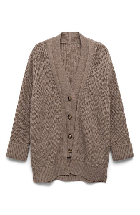 Store Maje Open Front Cardigan Brown Knit Sweater