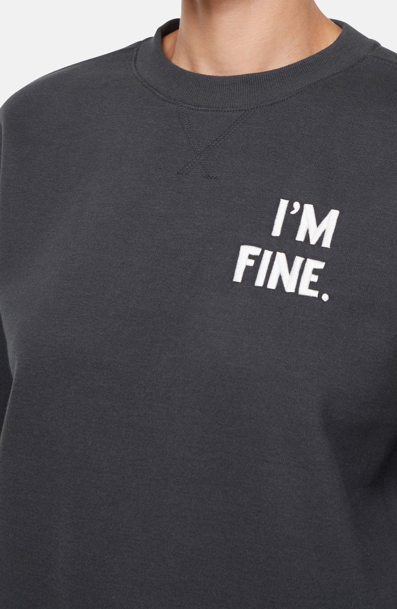 Wildfox I'm Fine Charlie Embroidered Sweatshirt, Alternate, color, Pirate Black