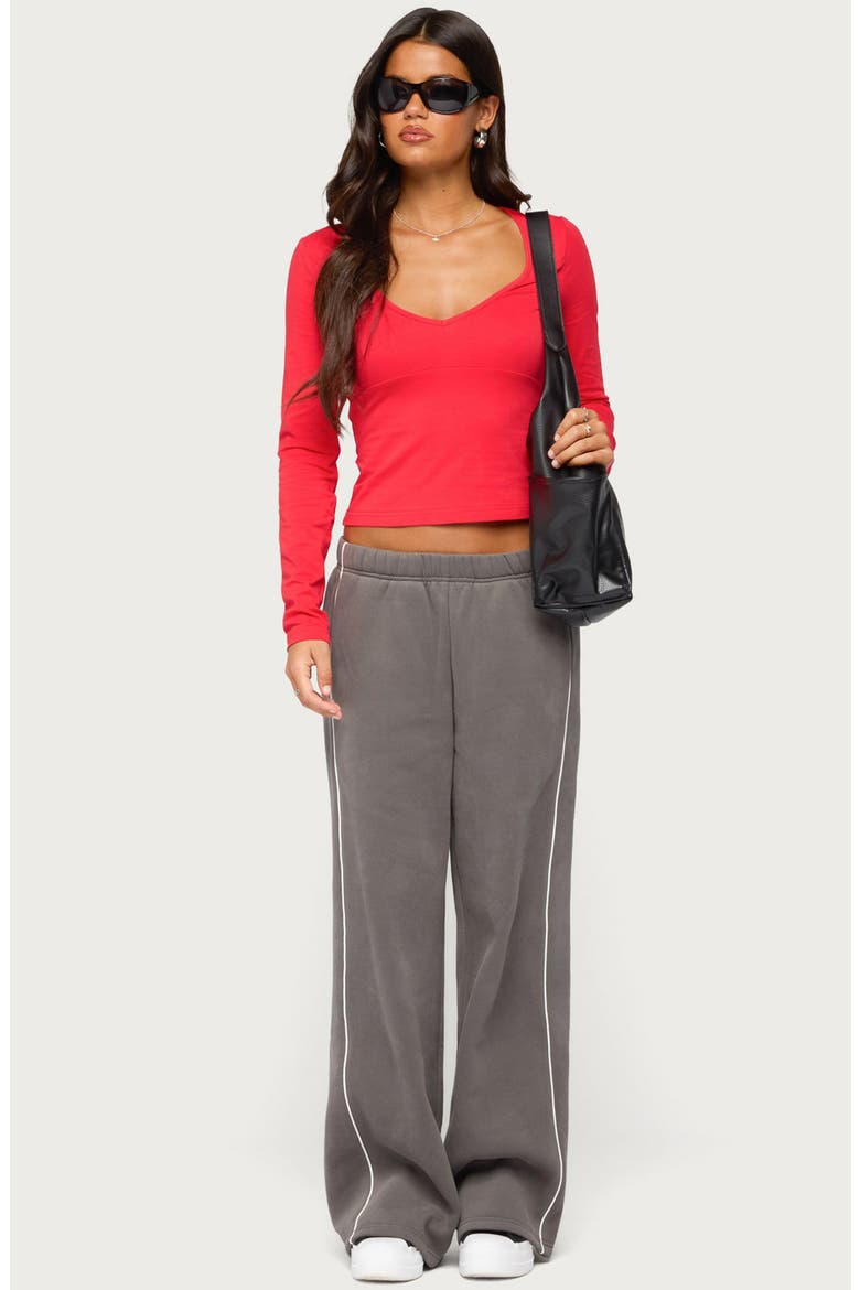 Autumn Piped Wide Leg Sweatpants, Alternate, color, CHARCOAL