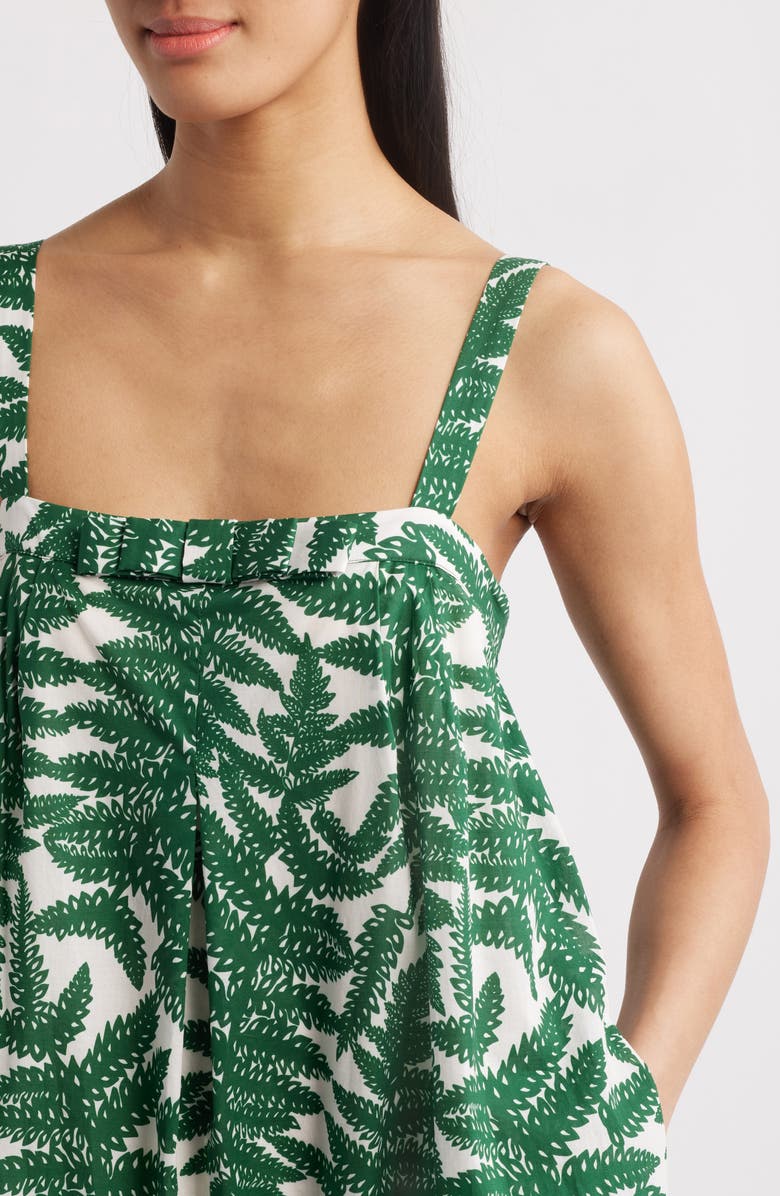 Du Paradis Mimosa Sun Leaf Print Cotton Maxi Dress, Alternate, color, Green Leaf Print