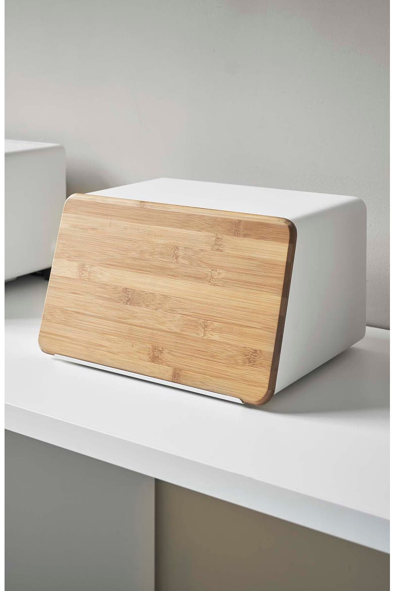 Breadbox with Bamboo Cutting Board, Alternate, color, WHITE