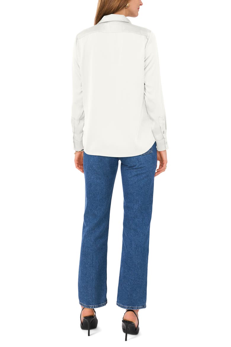 Satin Long Sleeve Button-Up Shirt, Alternate, color, NEW IVORY