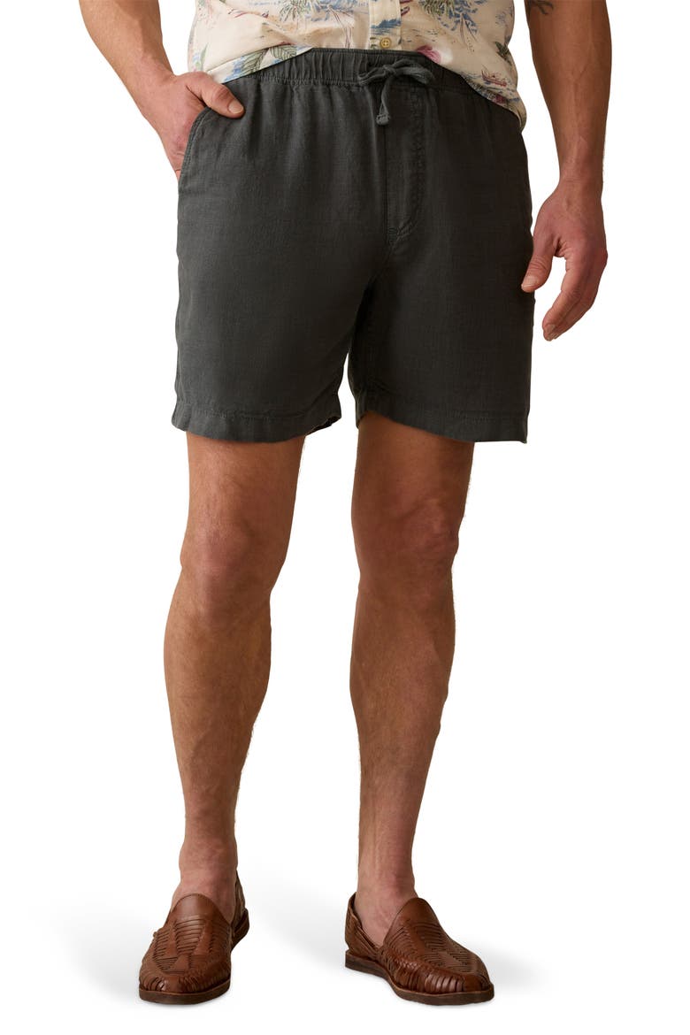 Essential Linen Shorts, Main, color, WASHED BLACK