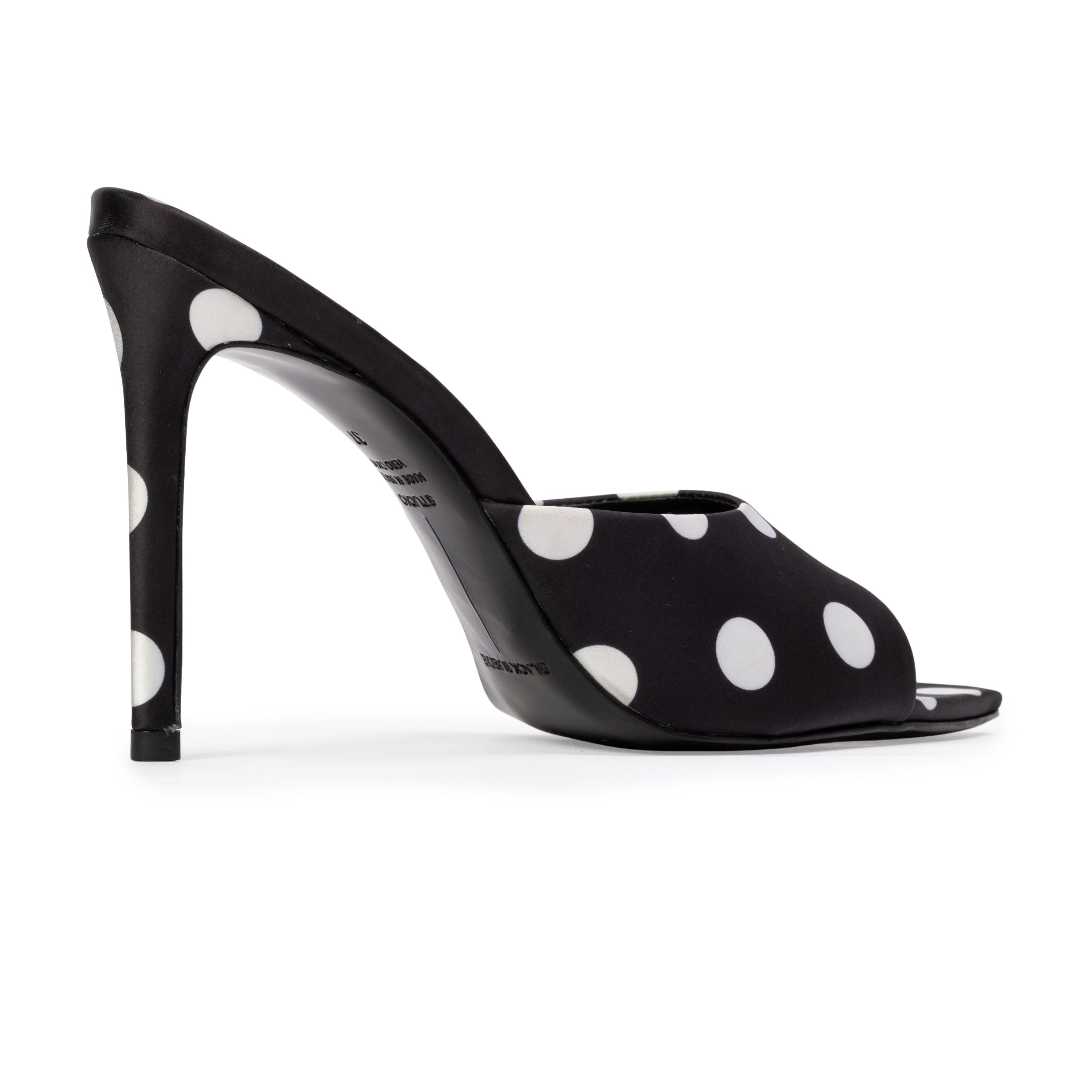 BLACK SUEDE STUDIO Bella 100 Mule, Alternate, color, Black Polka Dot Satin