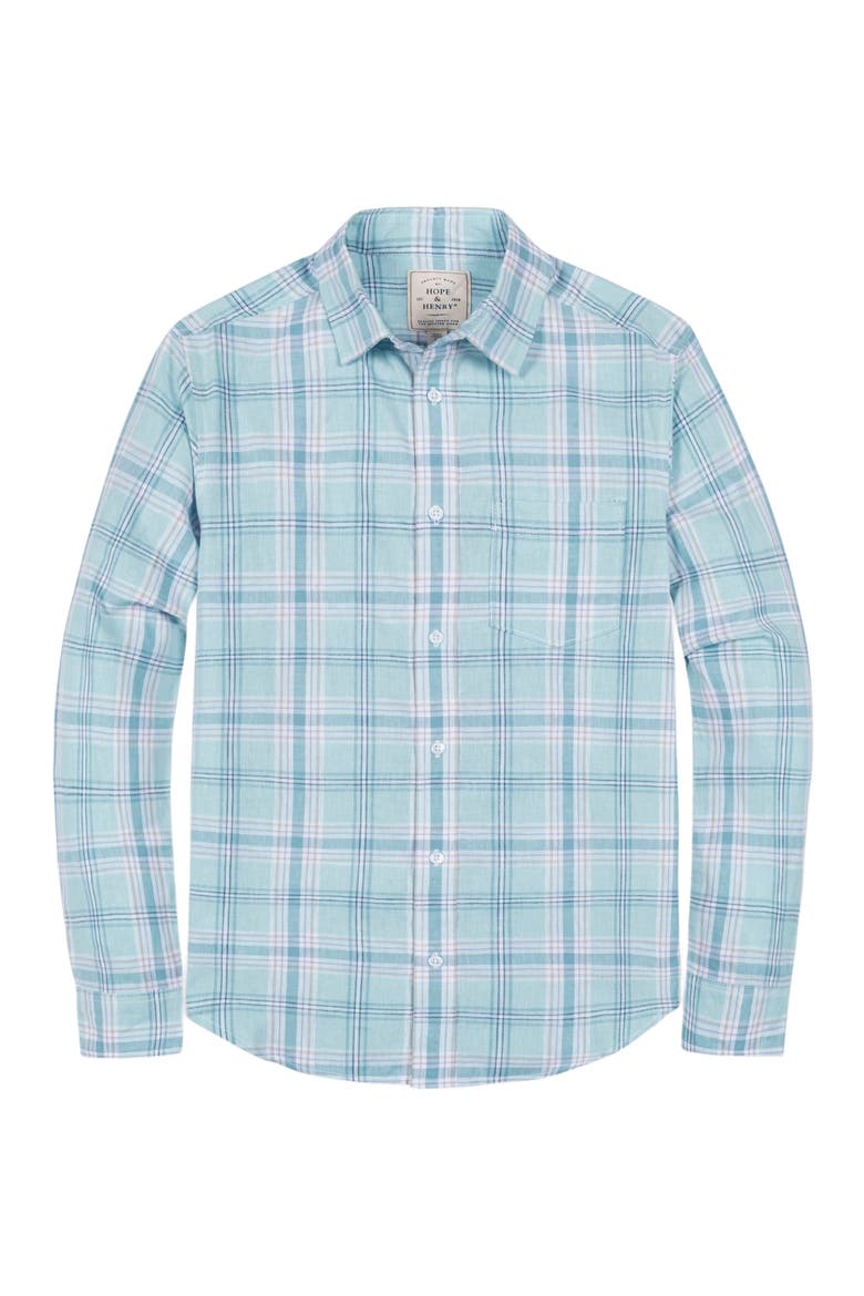 Men's Linen Button Down Shirt, Main, color, Tea Room Blue Plaid
