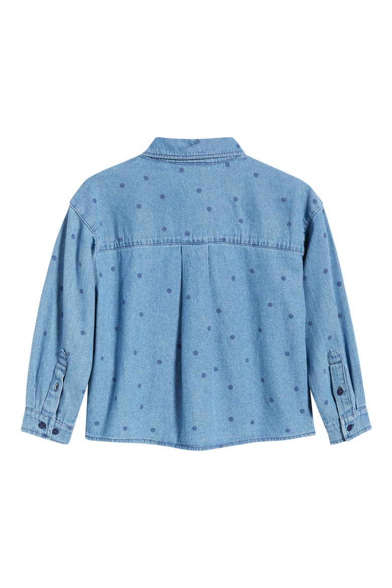 Kids' Dot Print Denim Button-Up Shirt, Alternate, color, BLUE