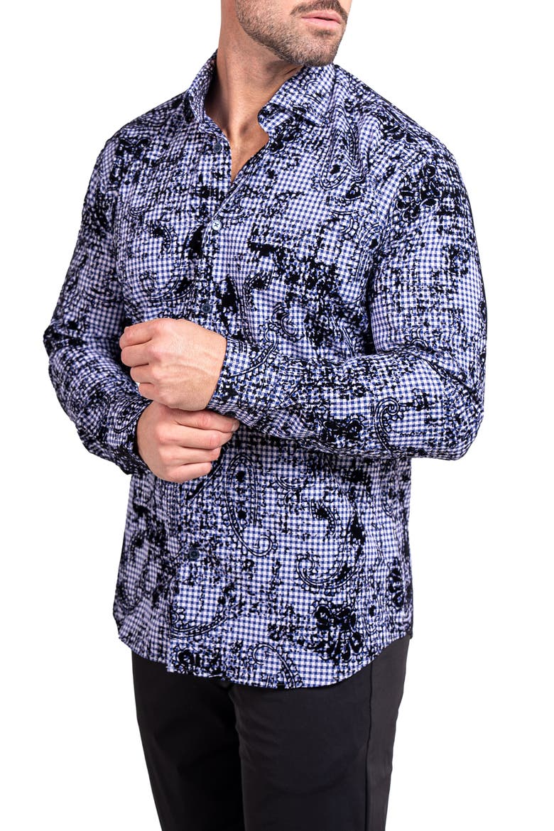Fibonacci Ascension Contemporary Fit Button-Up Shirt, Alternate, color, BLUE