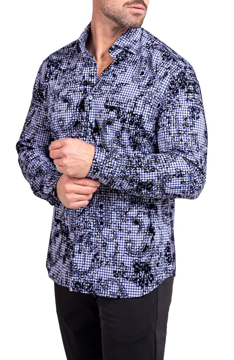 Maceoo Fibonacci Ascension Contemporary Fit Button-Up Shirt, Alternate, color, Blue