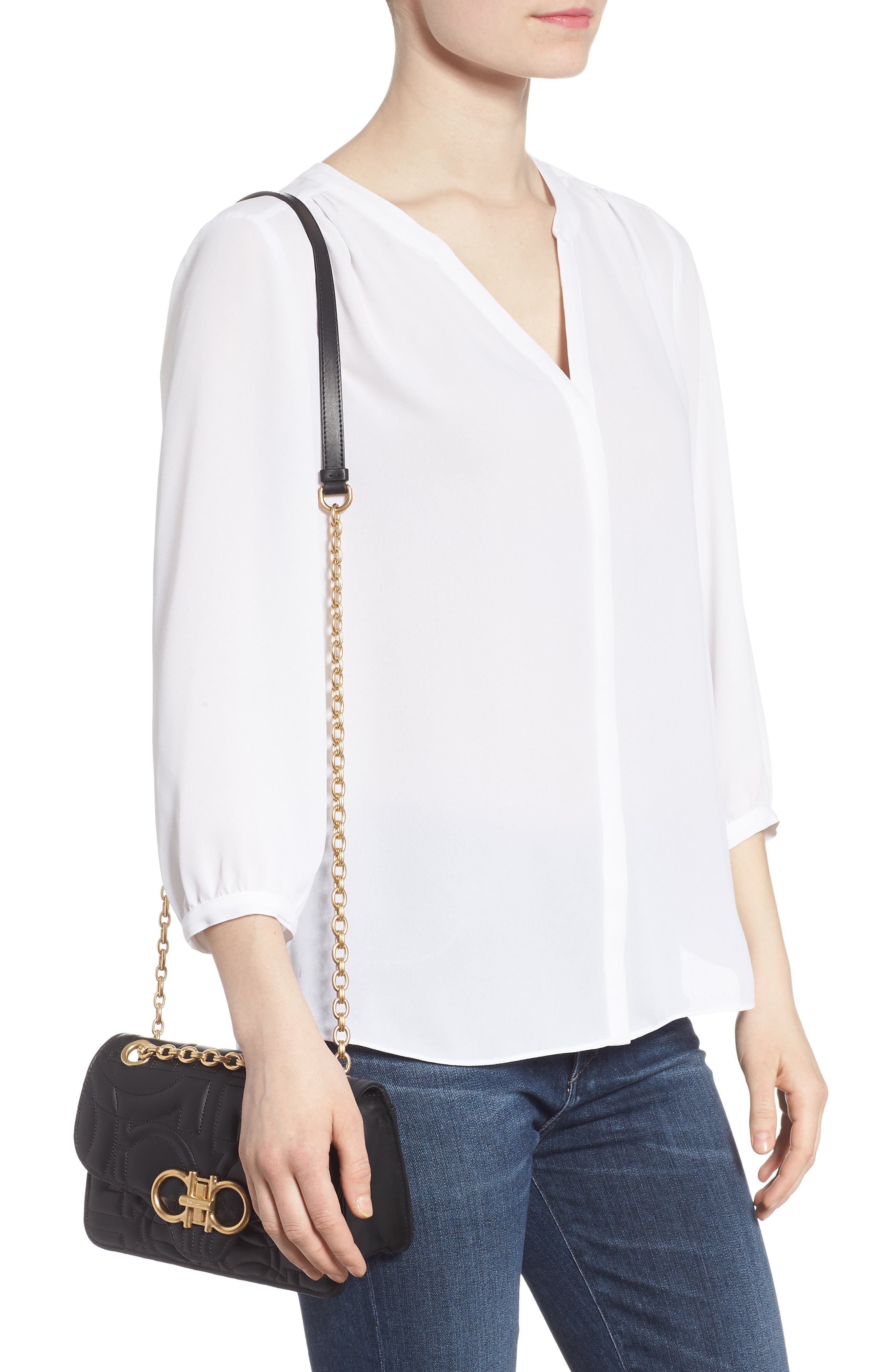 FERRAGAMO Salvatore Ferragamo Quilted Gancio Leather Shoulder Bag, Alternate, color, 