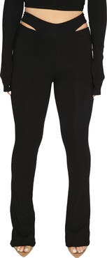 Naked Wardrobe Cutout Waist Rib Pants