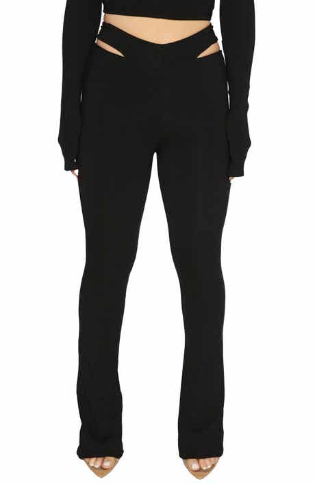 Naked Wardrobe Cutout Waist Rib Pants