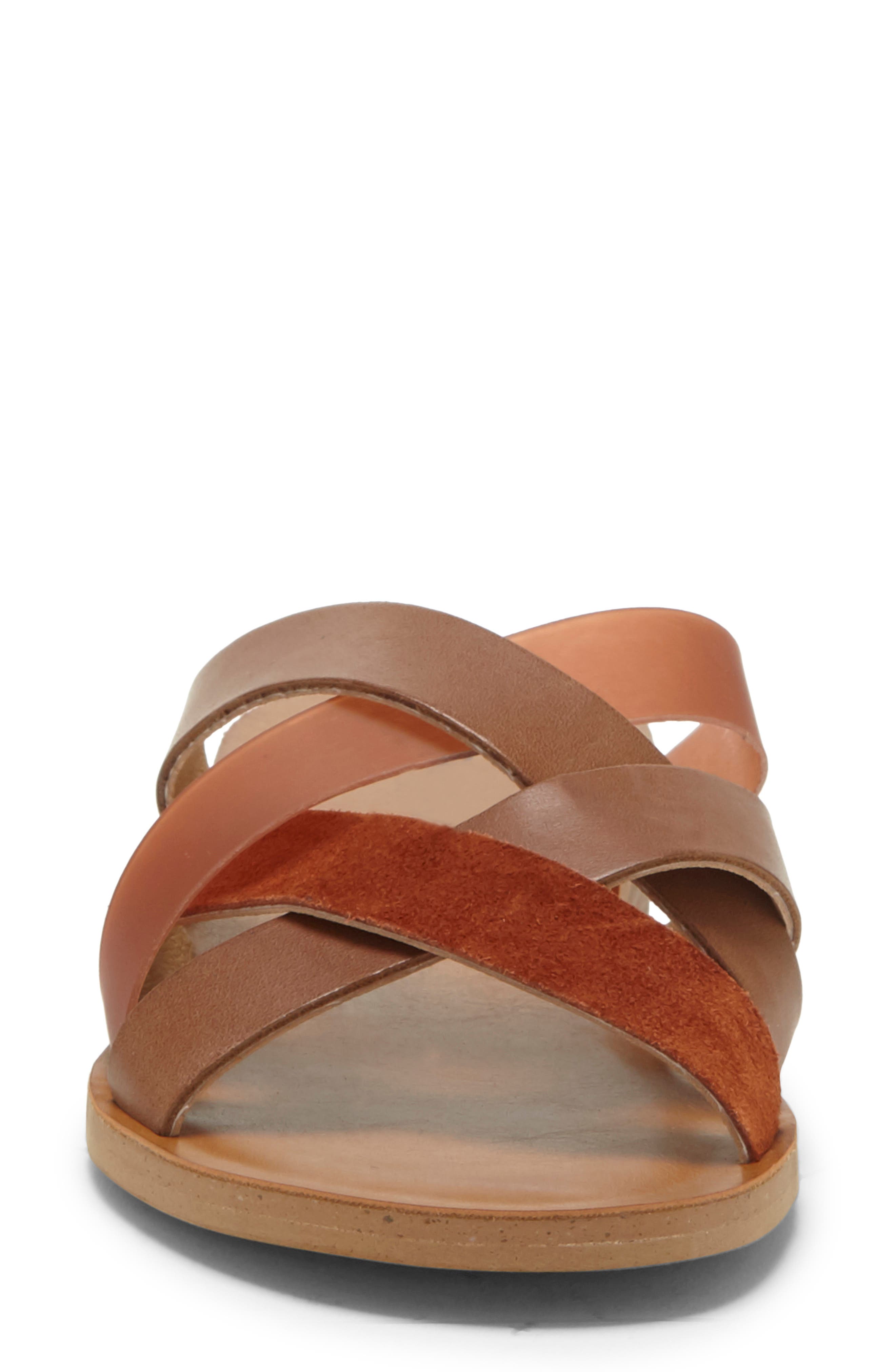 Hallisa Slide Sandal, Alternate, color, LATTE/ SUMAC LEATHER