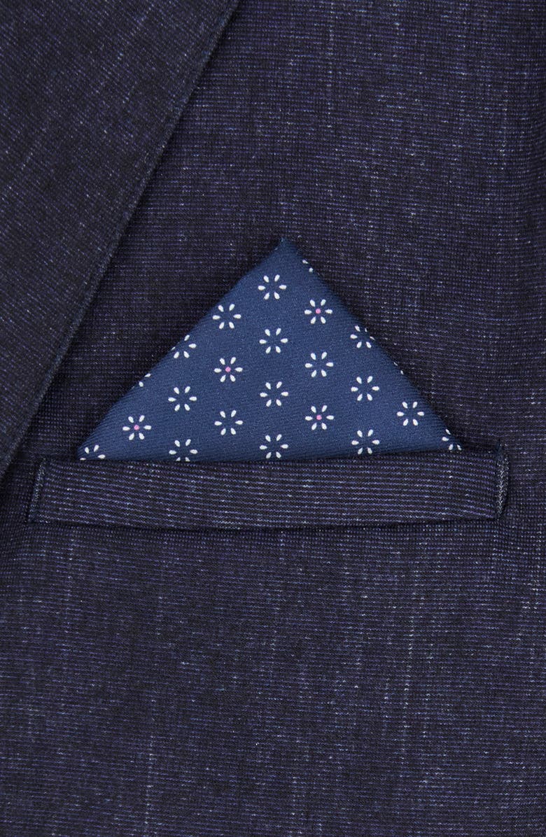 Brooklyn Brigade Men's Geo Flower Cotton Pocket Square, Alternate, color, Navy