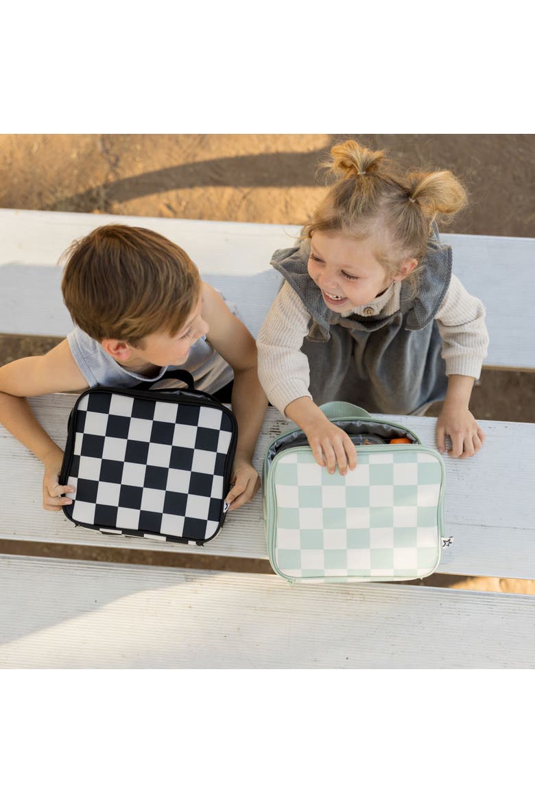 Insulated Lunch Box, Alternate, color, Sage Checkers