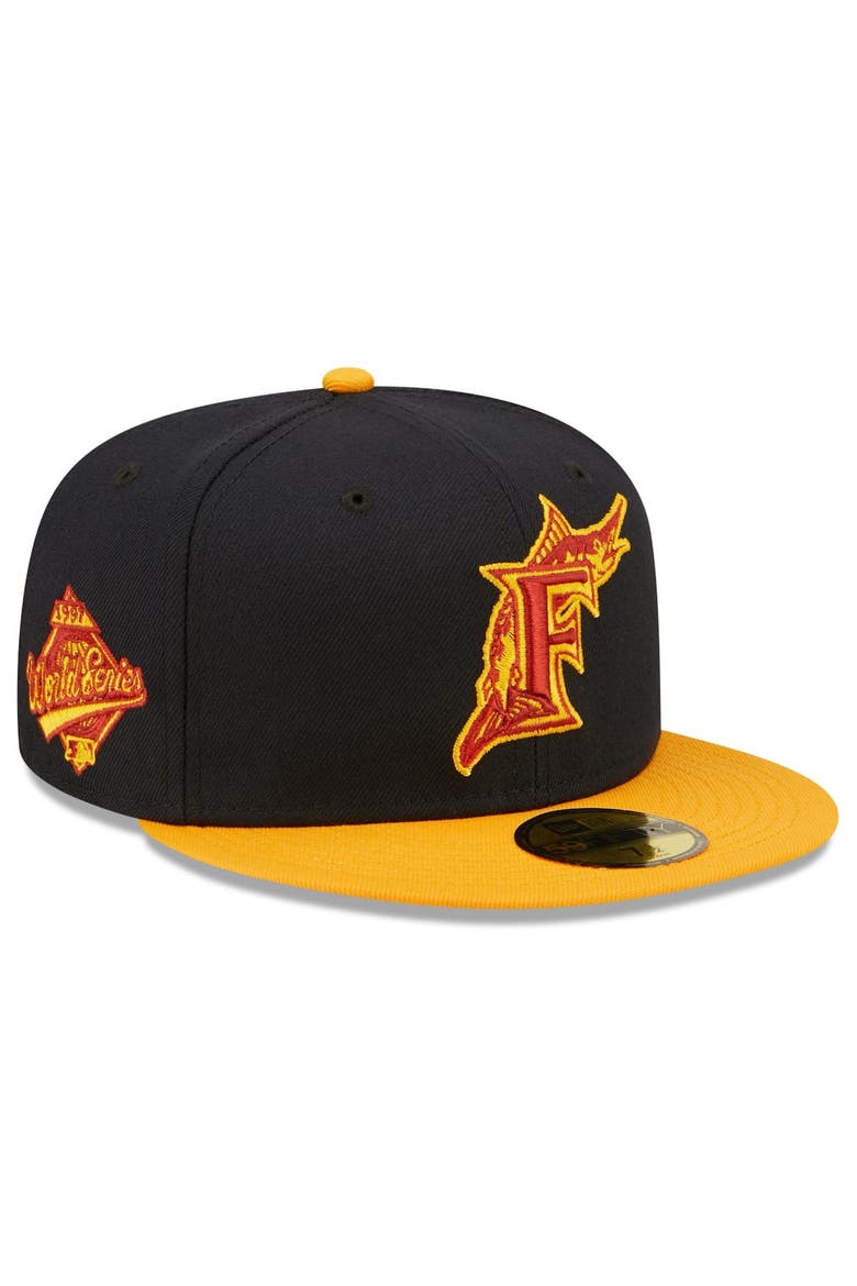 Men's New Era Navy/Gold Florida Marlins Primary Logo 59FIFTY Fitted Hat, Alternate, color, Navy