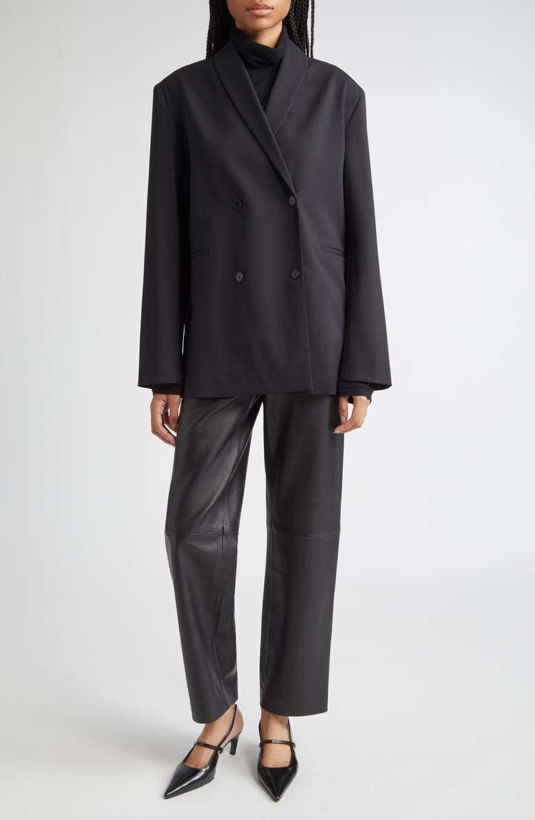 LOULOU DE SAISON Cobe Lambskin Leather Straight Leg Pants, Alternate, color, Black