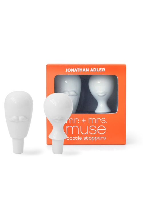 Jonathan Adler Mr. & Mrs. Muse Bottle Stopper Set In White