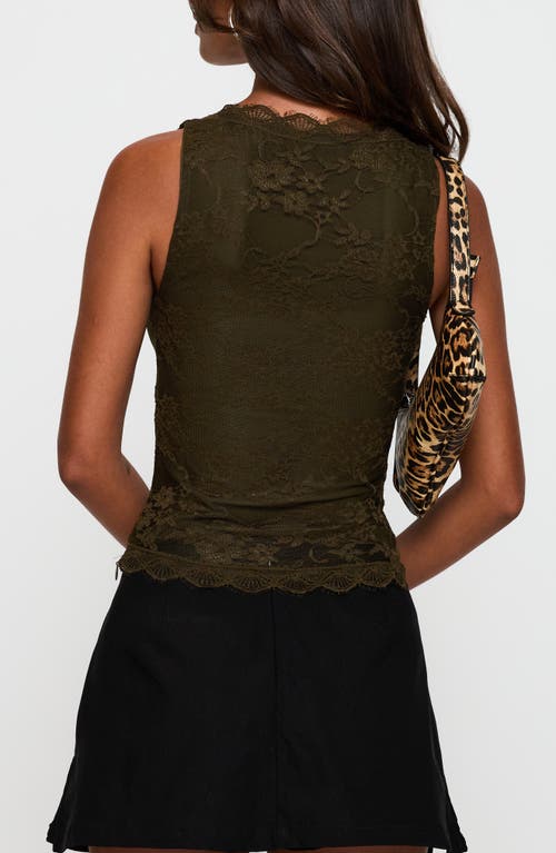 Princess Polly Far Away Lace Overlay Crop Tank In Green