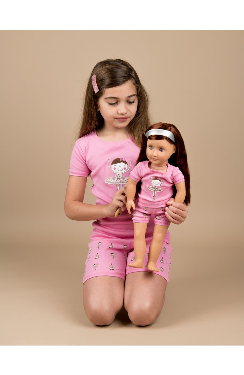 Leveret Girls Matching Doll Short Printed Cotton Pajamas, Alternate, color, Ballerina