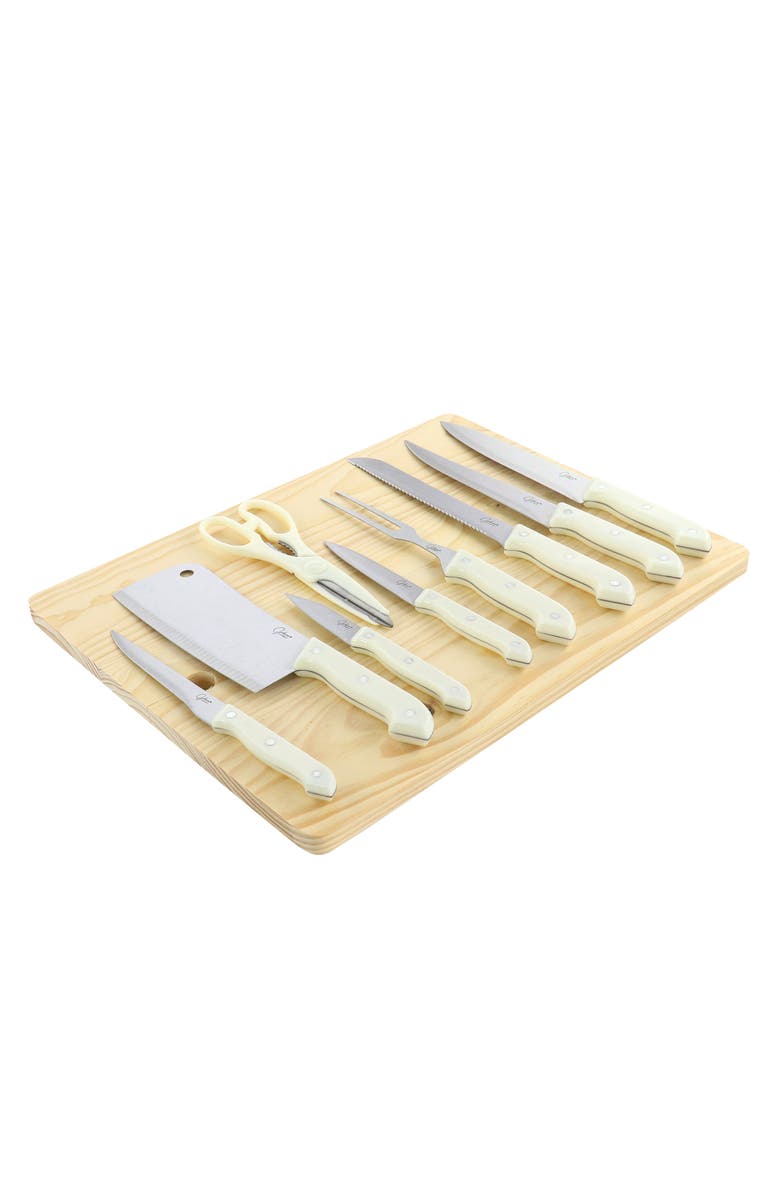 Gibson Home Wildcraft 10 Piece Cutlery Set With Cutting Board, Alternate, color, White