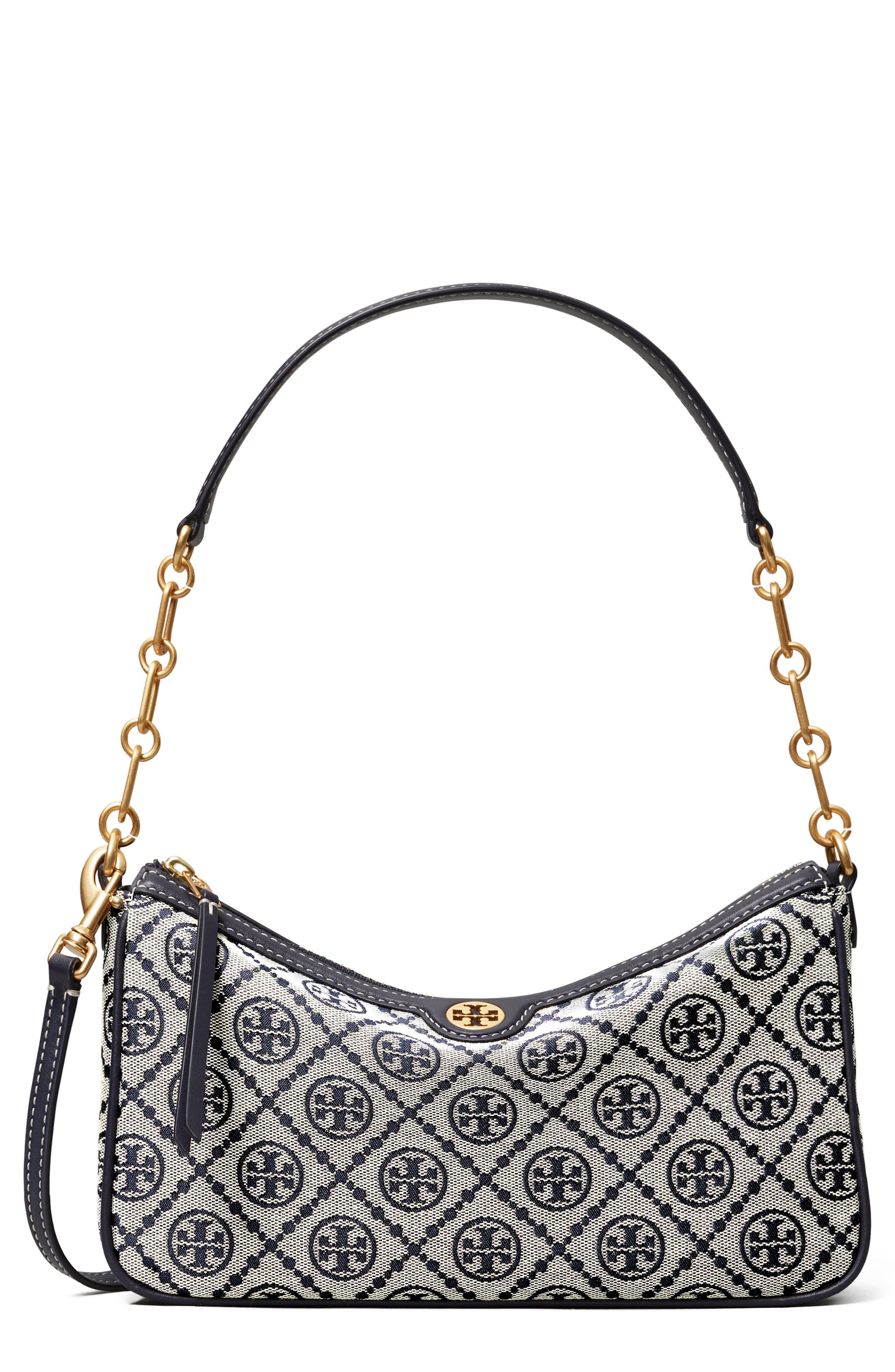 T Monogram Studio Shoulder Bag, Main, color, TORY NAVY