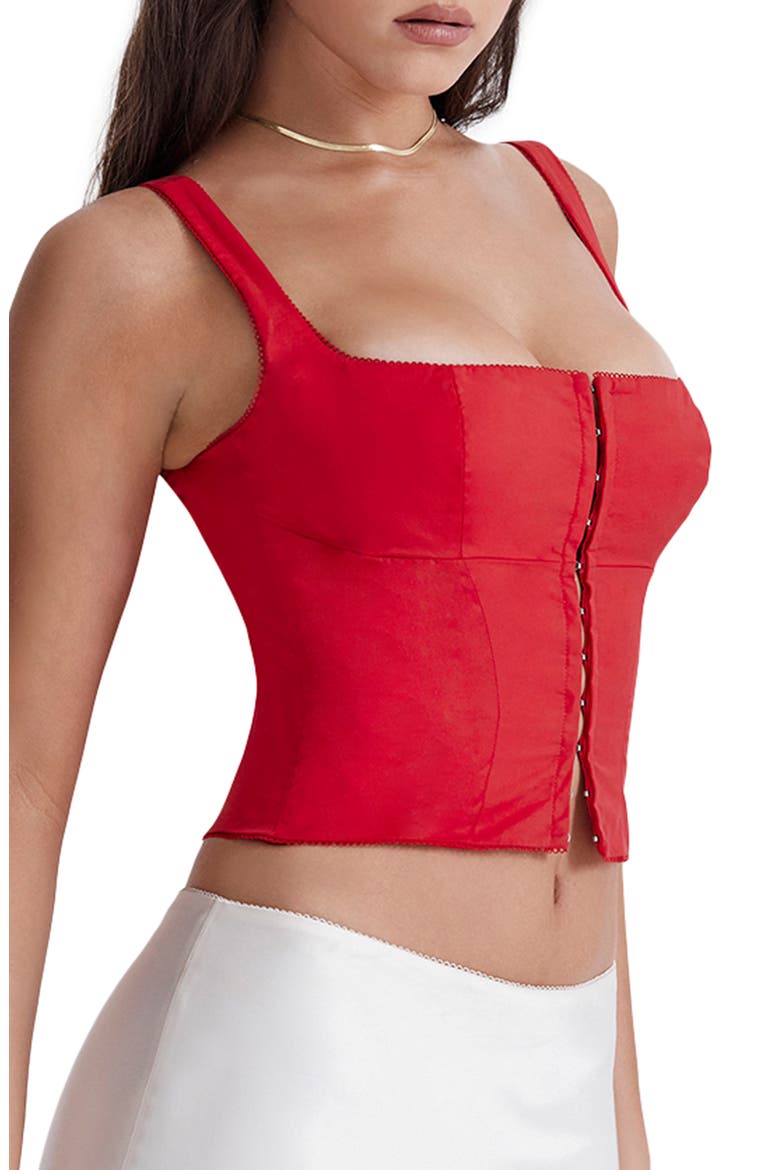 Pia Poplin Corset Crop Top, Alternate, color, RED