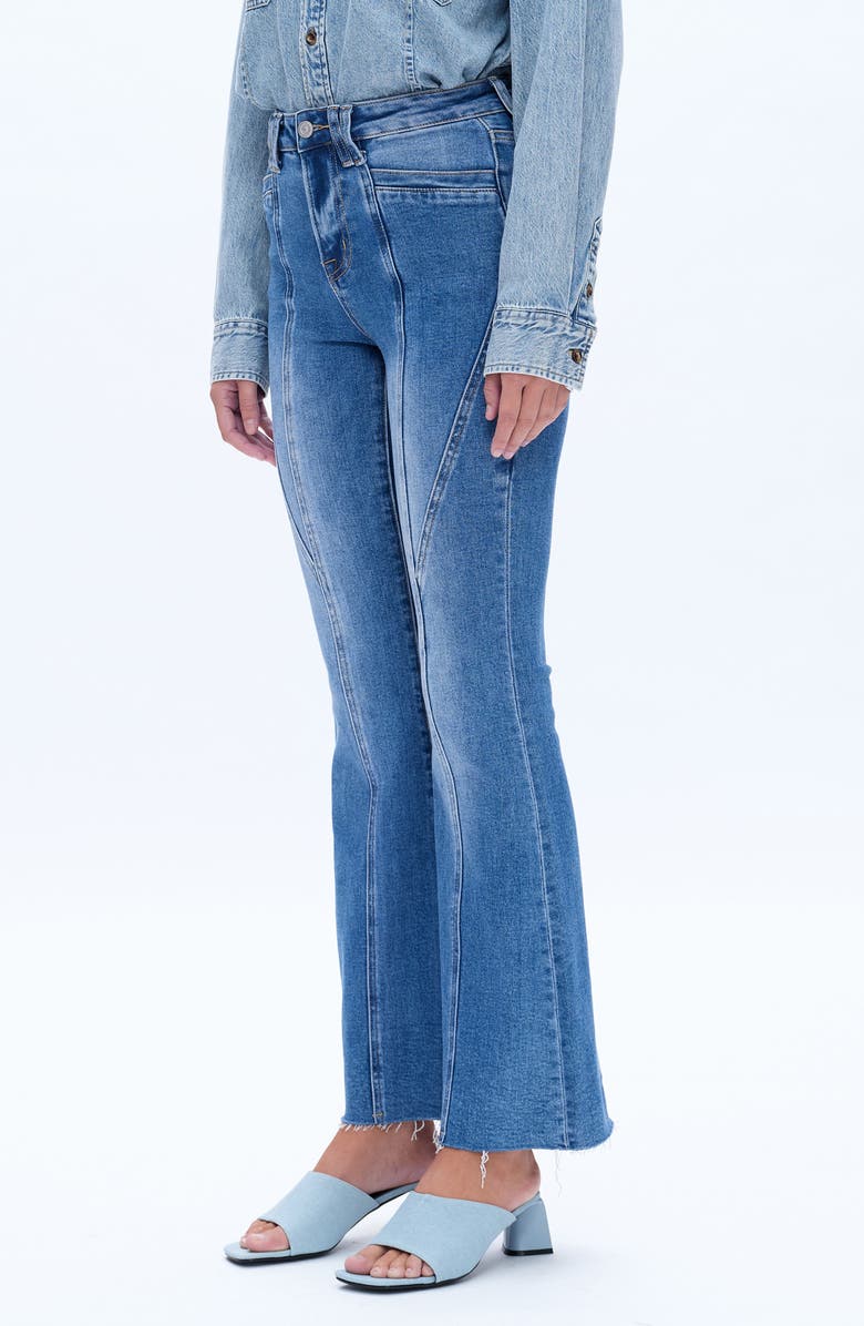 Bayeas Seamed High Waist Raw Hem Flare Jeans, Alternate, color, 