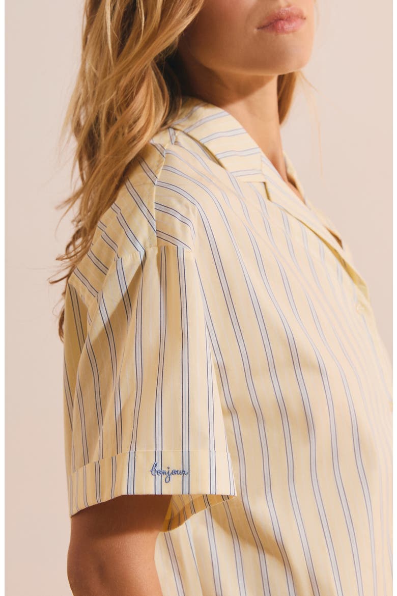 Benicio Striped Cotton Chemise, Alternate, color, LIGHT YELLOW